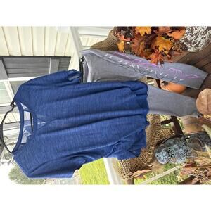 Danskin Now Blue Athletic Top and DKNY Sport Gray Leggings Set XL